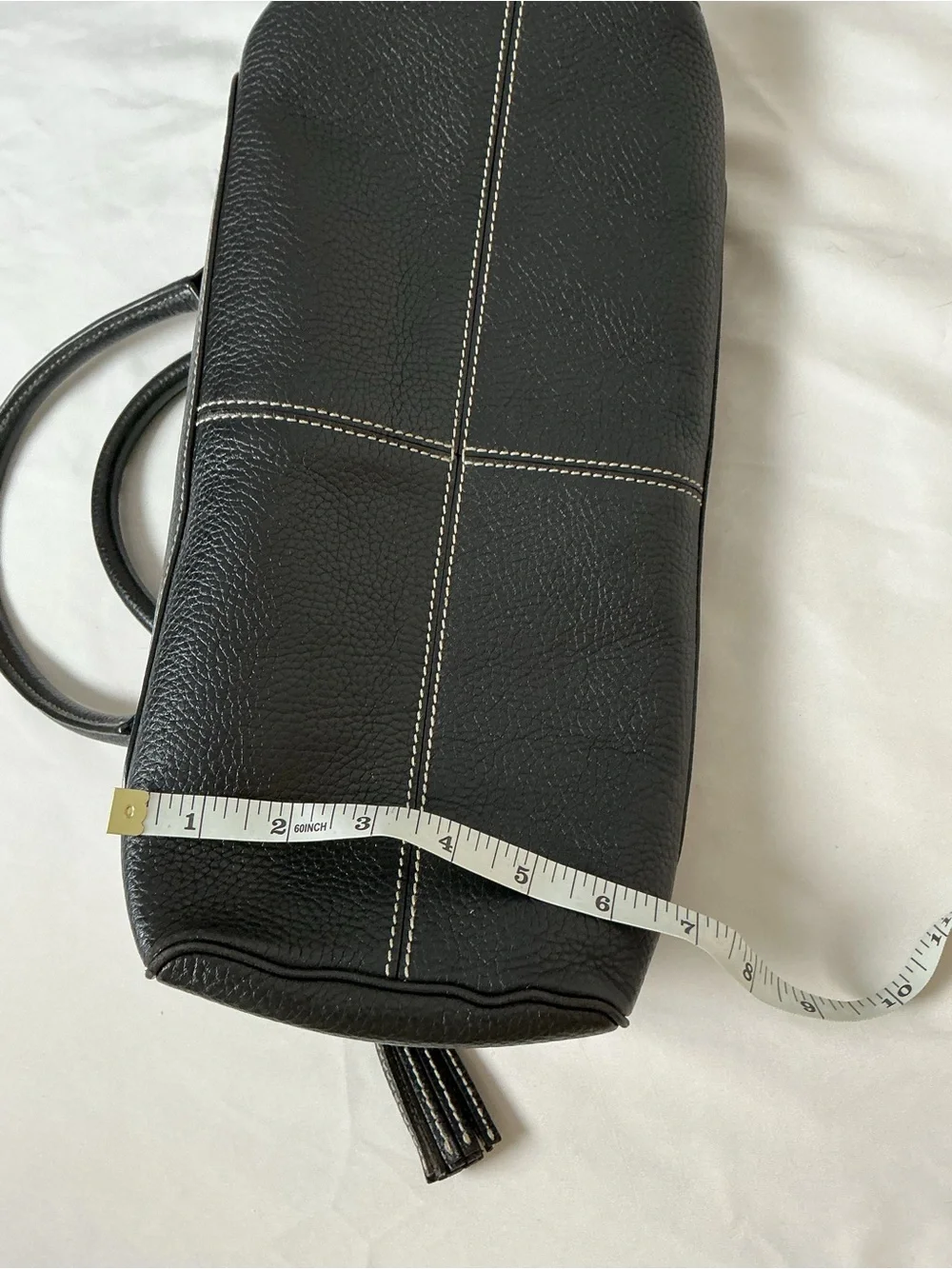 Vintage Kate Spade Black Pebbled Leather Satchel Zebra Lining Contrast Stitch